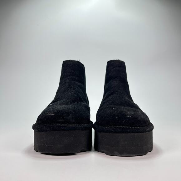 Bearpaw Retro Drew Platform Chelsea Boots Black Suede Ankle Boots Women's Size 6 - Picture 2 of 10